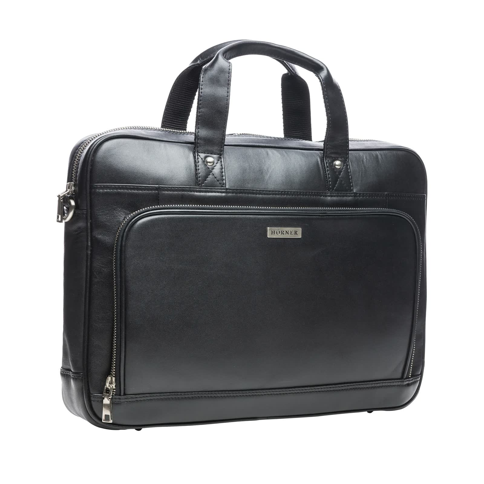 Hörner Bremen business bag in black nappa leather