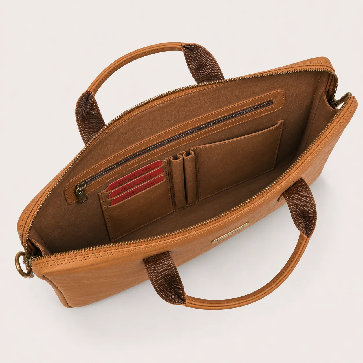 Hörner Erfurt Business Bag interior with three card slots, zipped compartment and velour lining
