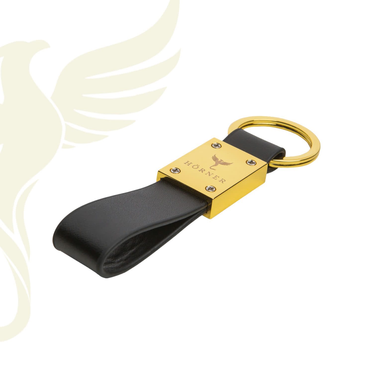 Hörner Sirius leather keyring with an engravable metal tag