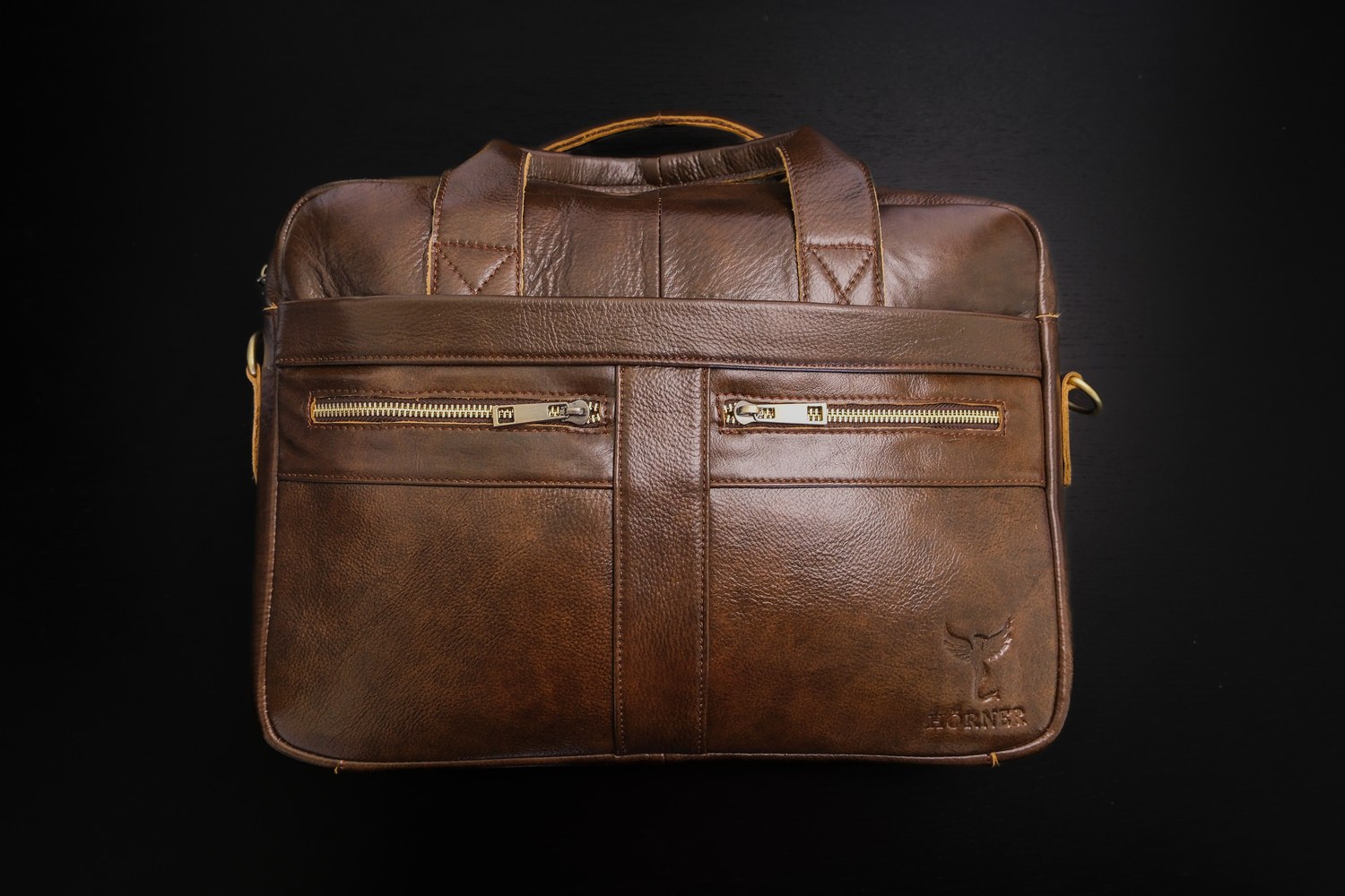 Hörner Dresden laptop bag in cognac leather