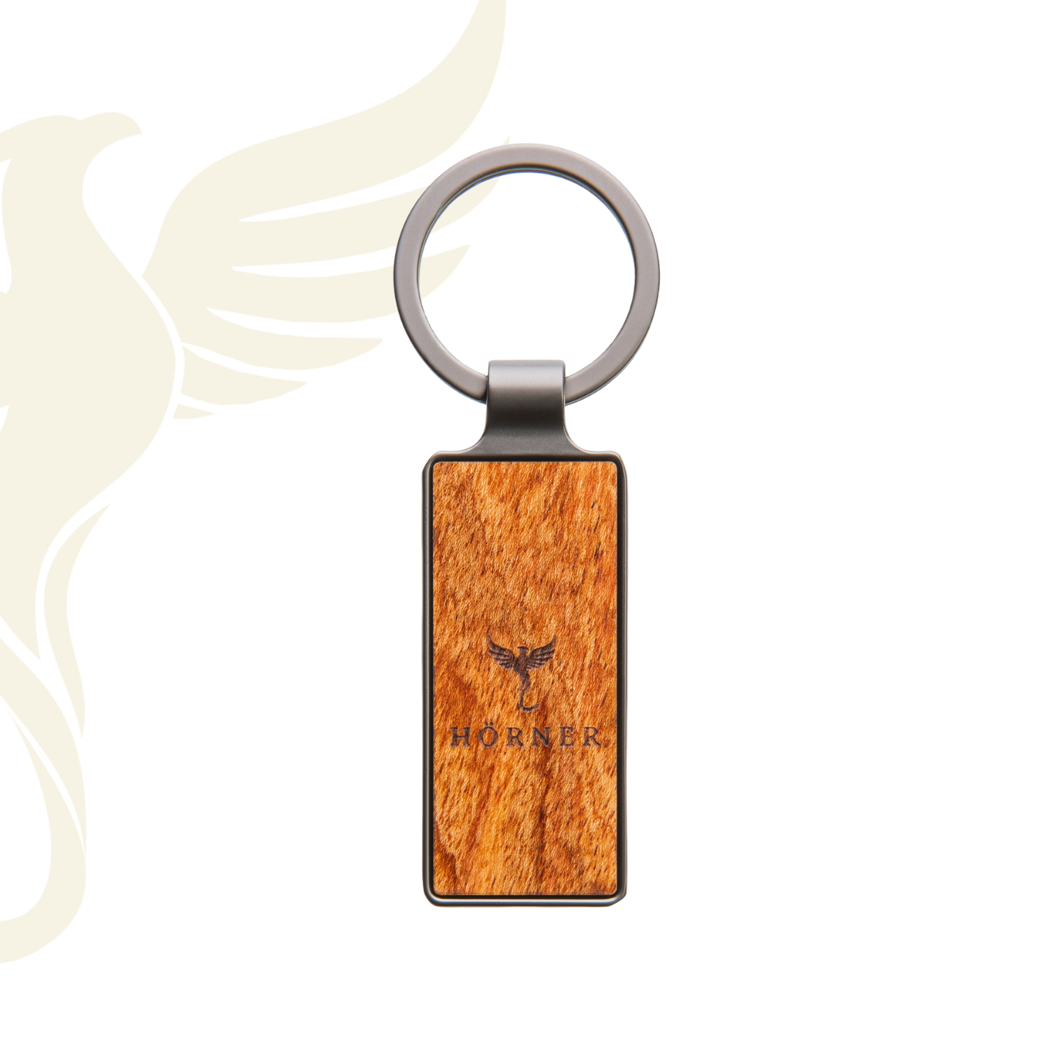 Hörner Regulus rosewood keyring with a dark metal frame