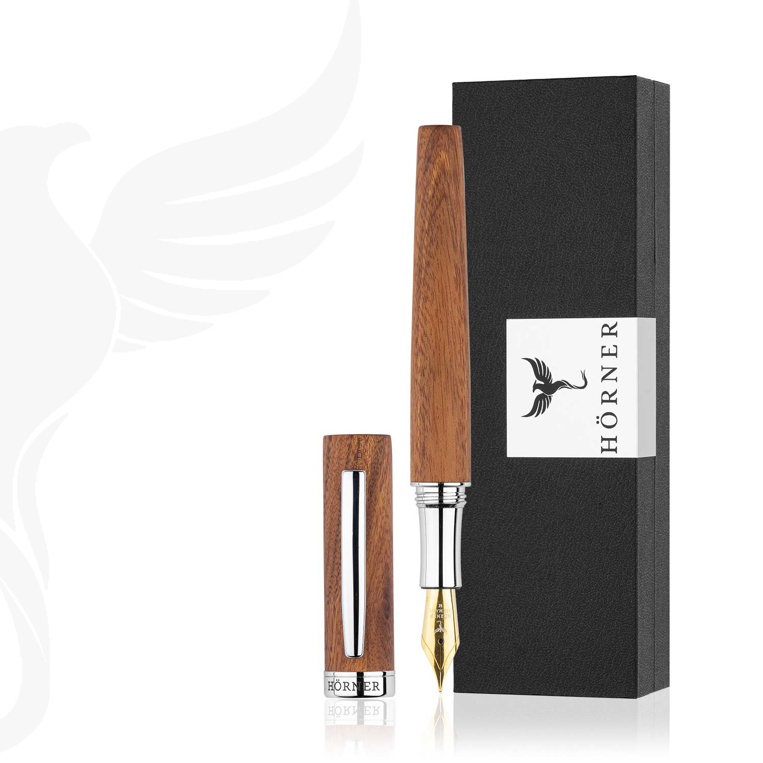 Hörner Scriptum mahogany fountain pen with a gold nib and gift box